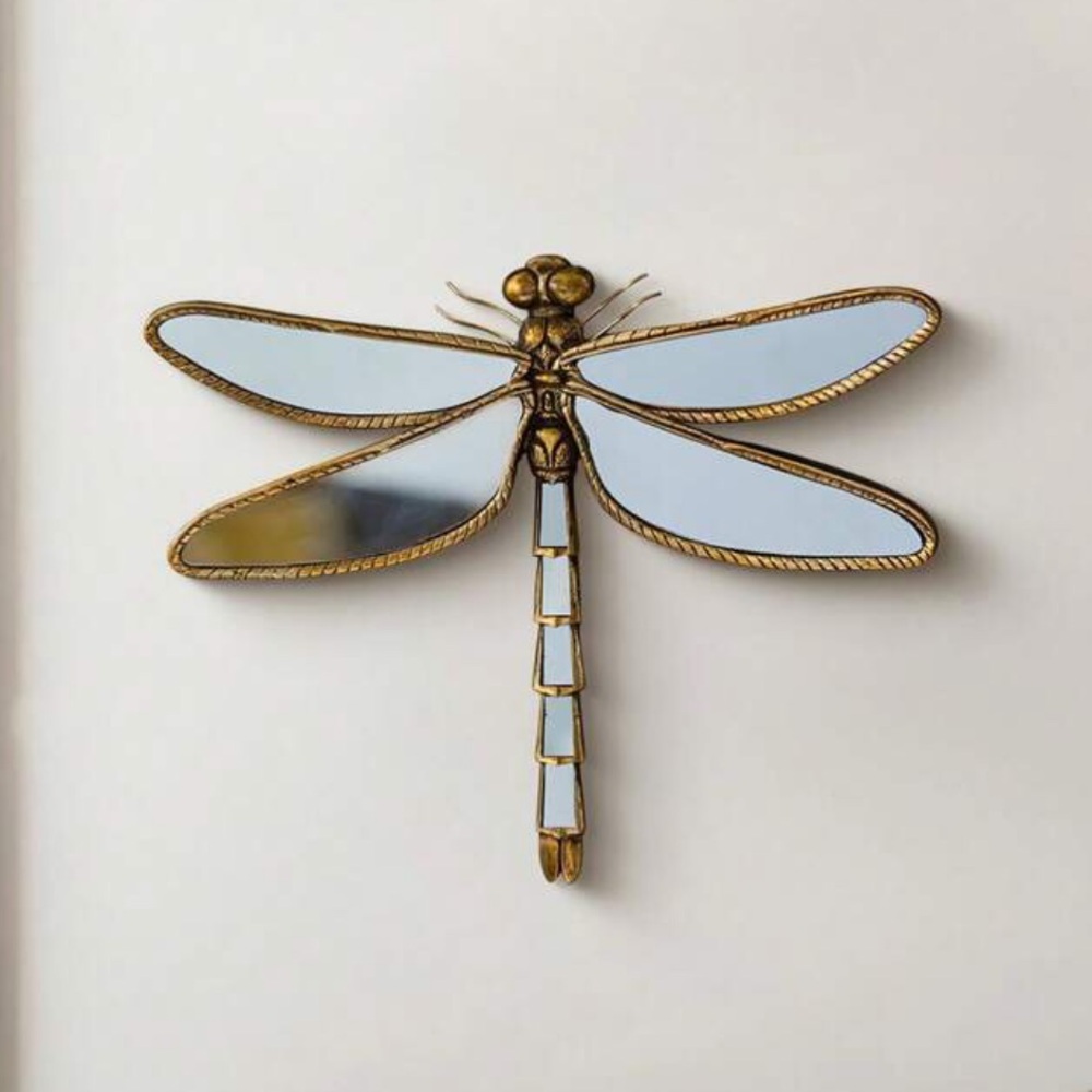 Dragonfly decor piece wall decor NWT gold bronze mirror